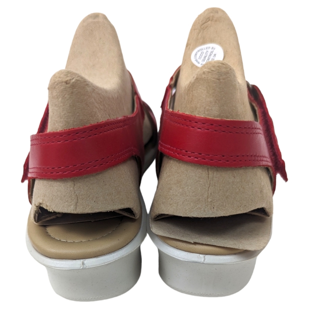 ECCO Leather Felicia Sandals NEW Womens 42 11 11.5 Red Strappy Velcro Closure - Picture 13 of 14